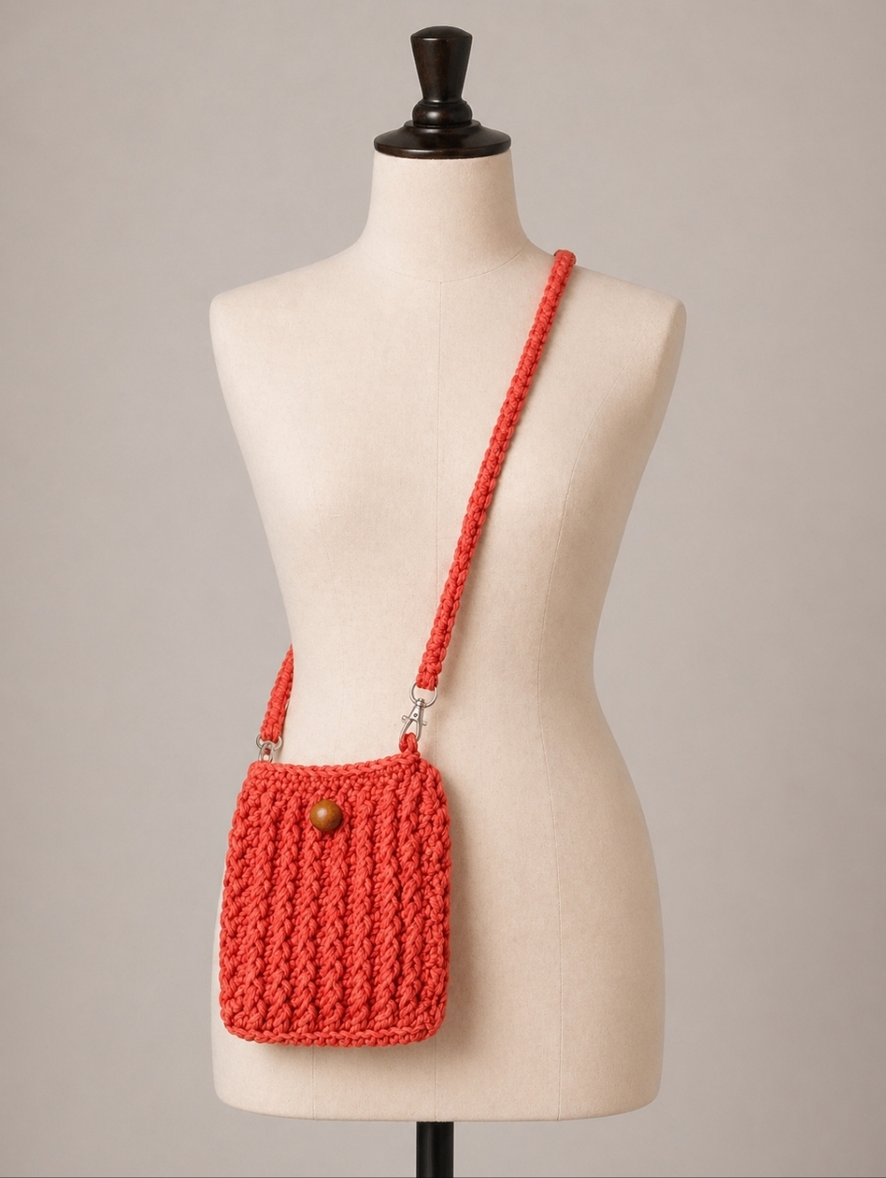 Handmade Coral Crochet Crossbody Bag